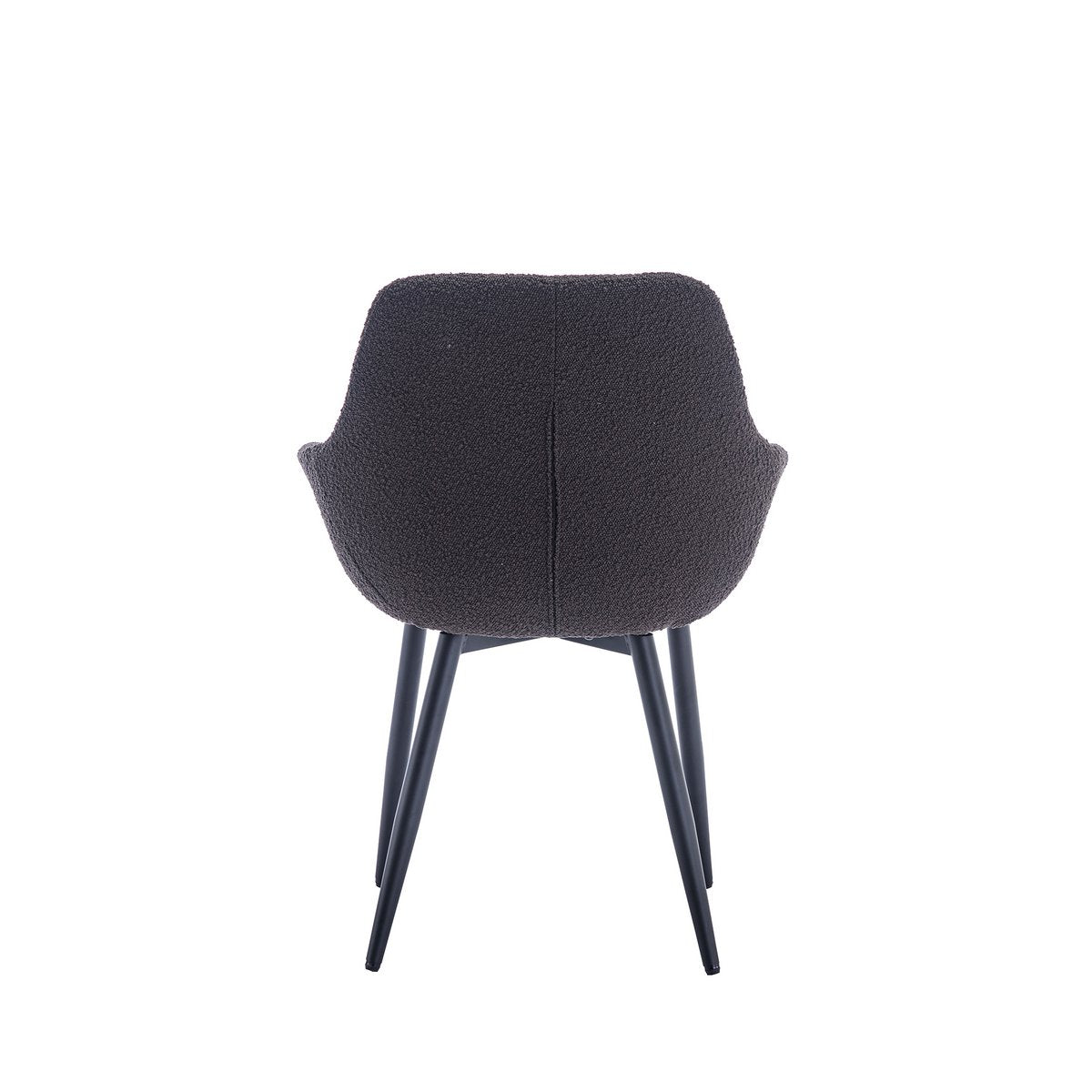 Eetkamerstoel Antraciet met Zwart Metalen Frame – Bouclé & Armleuningen – Set van 2 - SalesFever - Casanovio