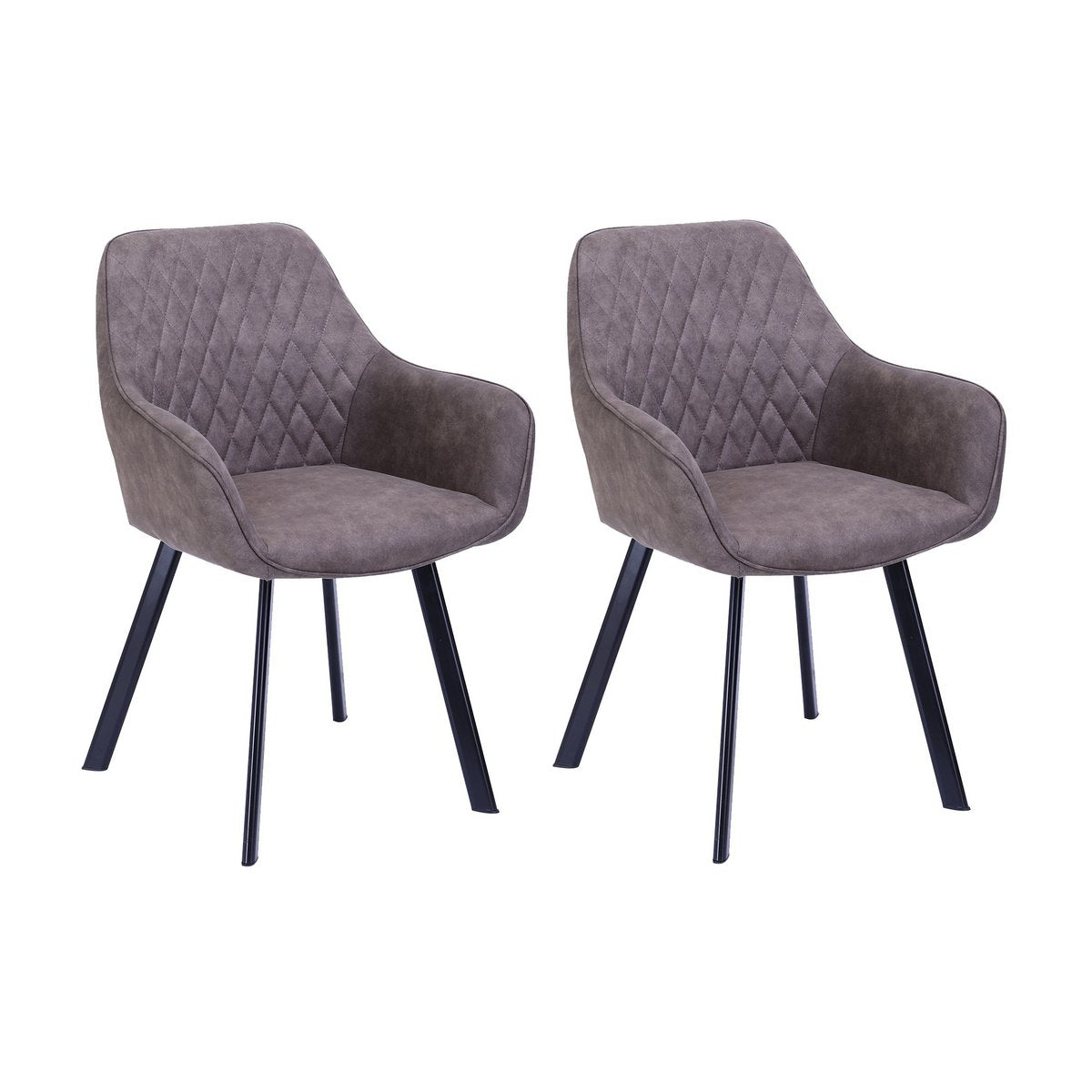 Eetkamerstoel Taupe met Zwart Metalen Frame – Microvezel & – Set van 2 - SalesFever - Casanovio