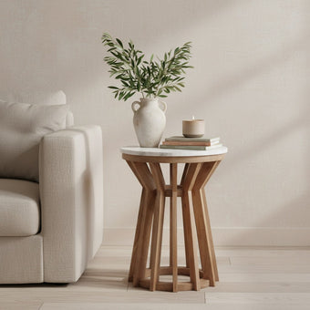 Sarawak bijzettafel marmer wit - 40x40x50 cm