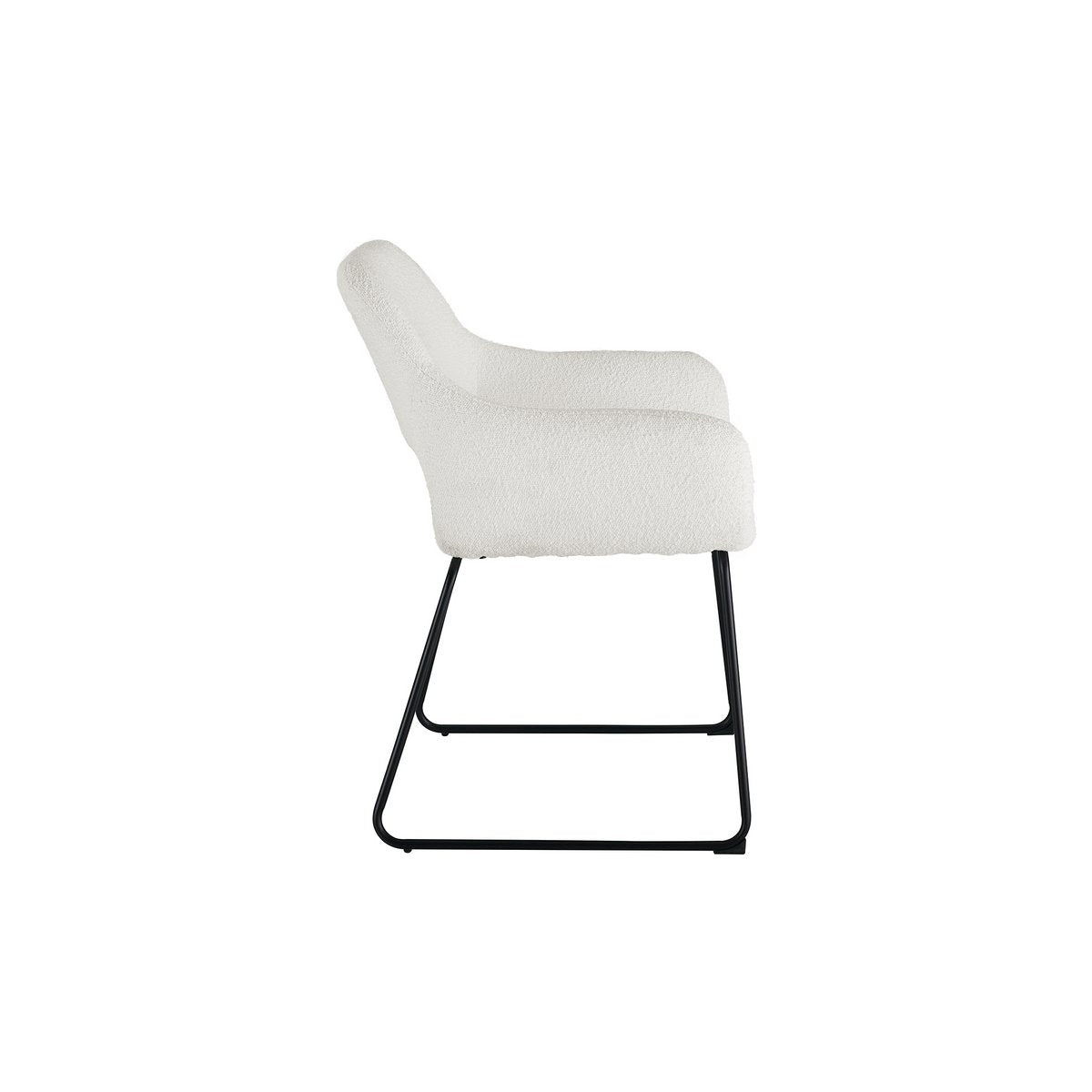 Eetkamerstoel Wit Bouclé met Open Rugleuning – Zwart Sleded Frame - SalesFever - Casanovio