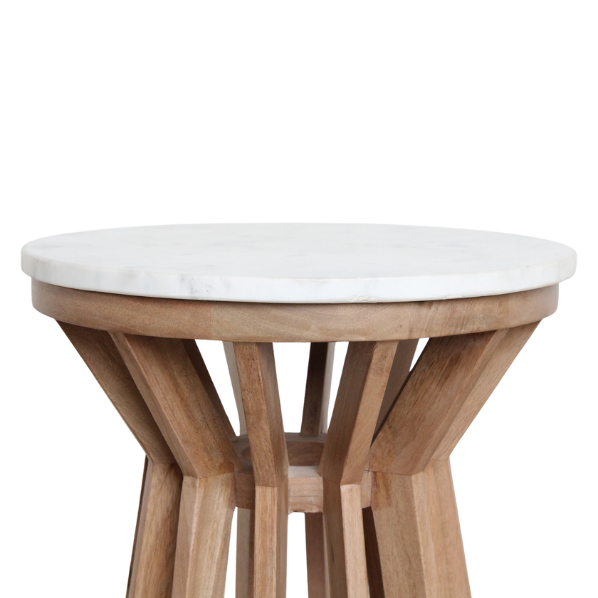 Sarawak bijzettafel marmer wit - 40x40x50 cm