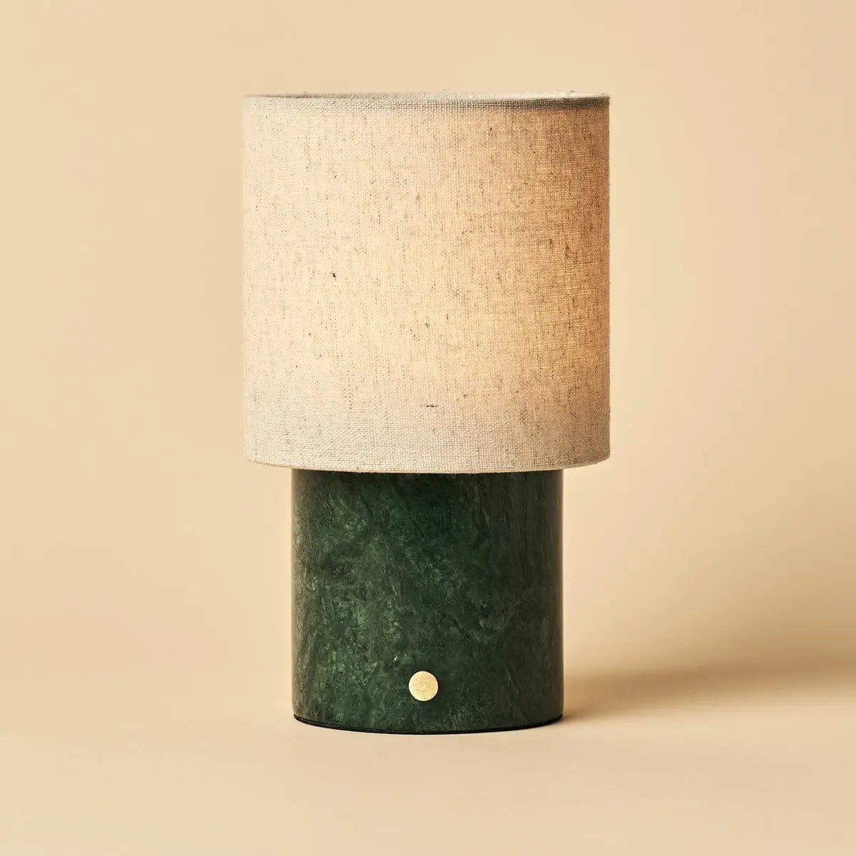 Onoda Groen – Verde Alpi Marmeren Oplaadbare Tafellamp | Authentieke, verwisselbare lampenkap en linnenmix