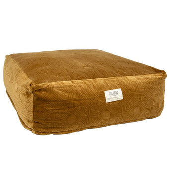 Fluwelen vloerkussen Donna mosterd 65x65x25