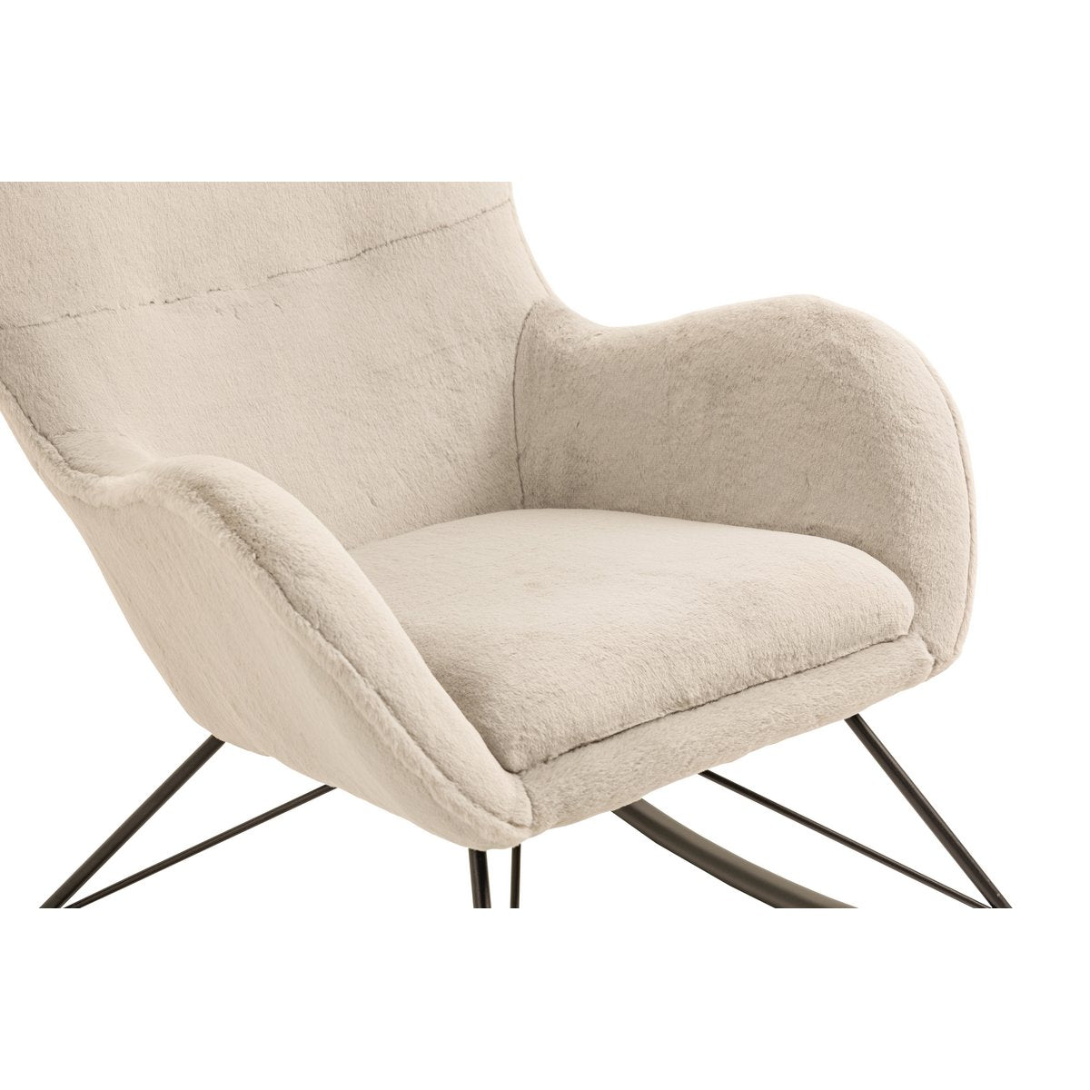 Schommelstoel Beige met Zwart Metalen Frame – Lamsvachtlook & Comfortdesi - SalesFever - Casanovio