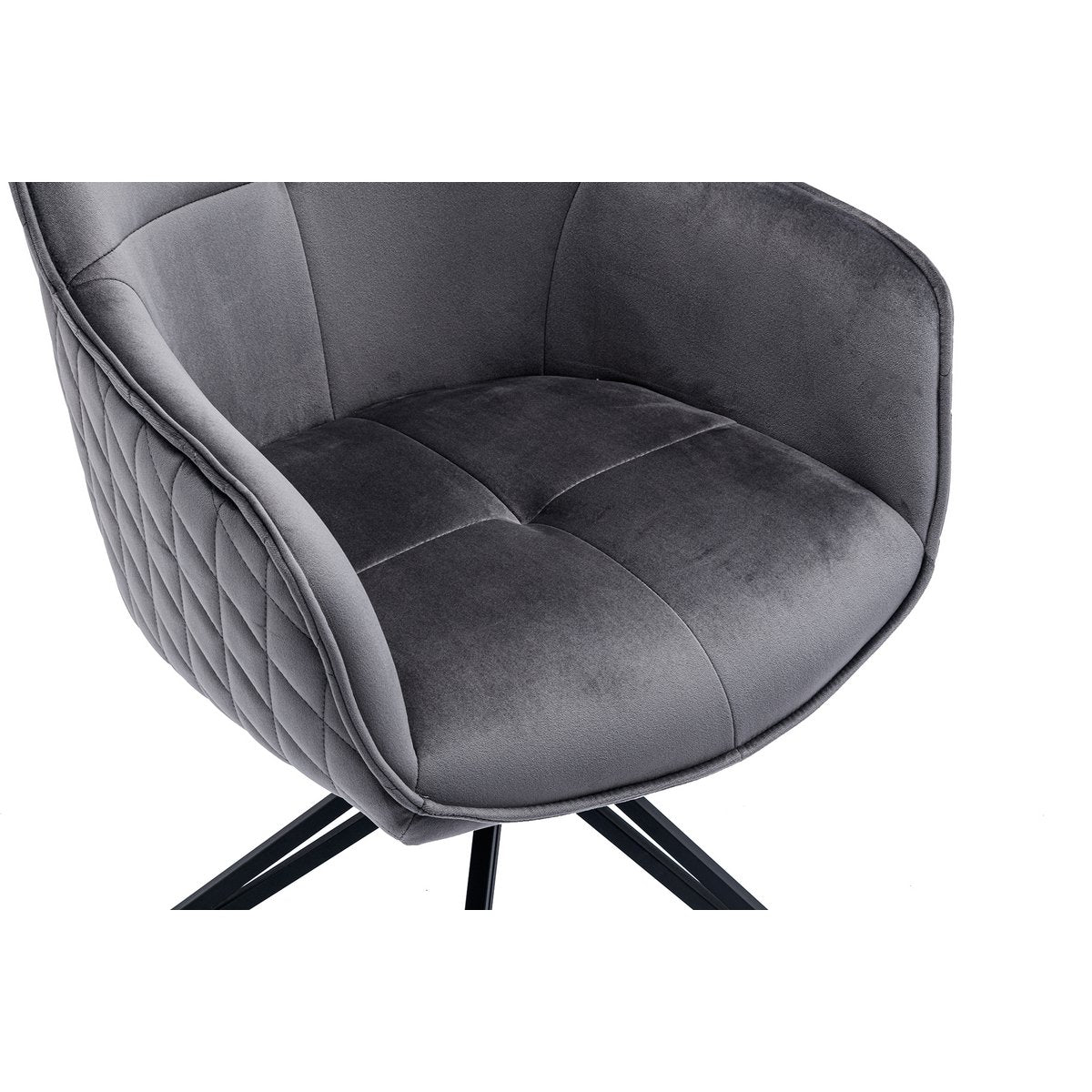 Draaistoel Grijs met Zwart Metalen Frame – Fluweel & Honingraatstiksel - SalesFever - Casanovio