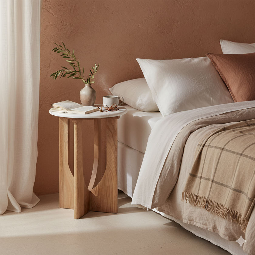 Kuching bijzettafel marmer wit - 30x30x50 cm