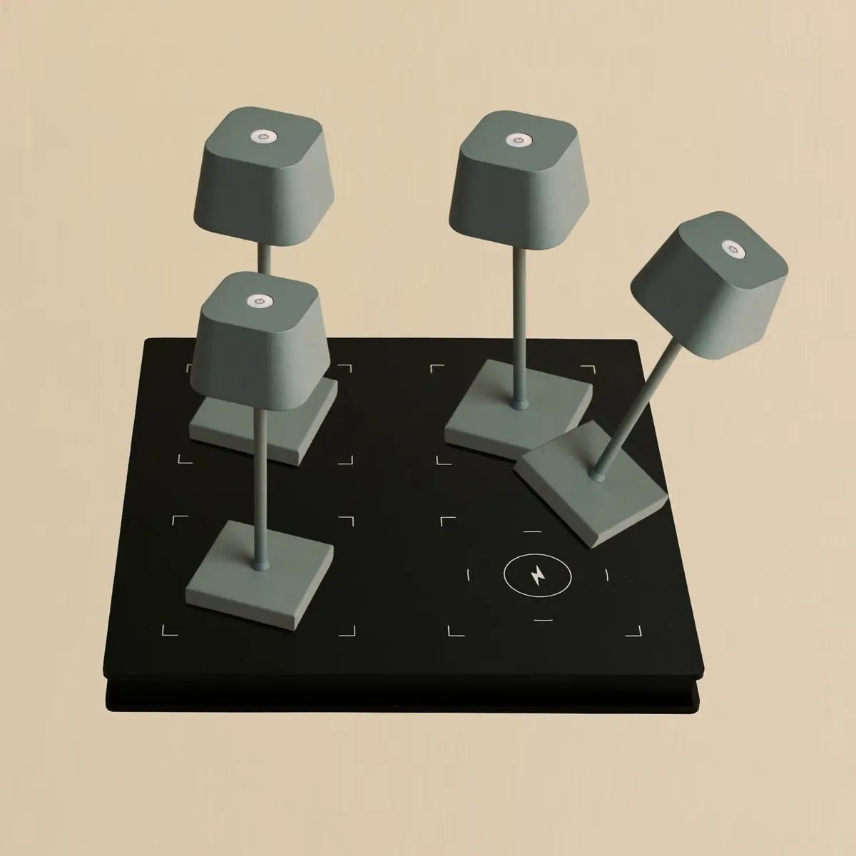 Combiset Professioneel | 4 x Sarphati Mini Mouse Grijs Oplaadbare Tafellampen & 1 x Amstel Oplaadstation