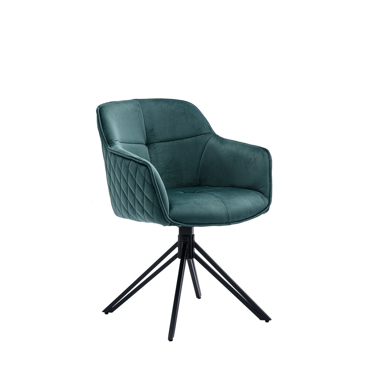 Draaistoel Groen met Zwart Metalen Frame – Fluweel & Honingraatstiksel - SalesFever - Casanovio