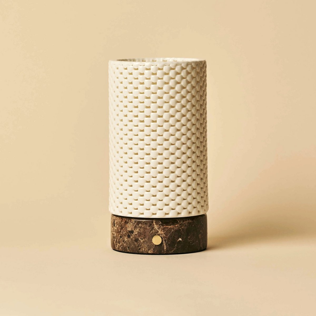 Luna Donkerbruin Marmeren Oplaadbare Tafellamp | 3D-geprint porselein, dimbaar en batterijduur tot 100 uur