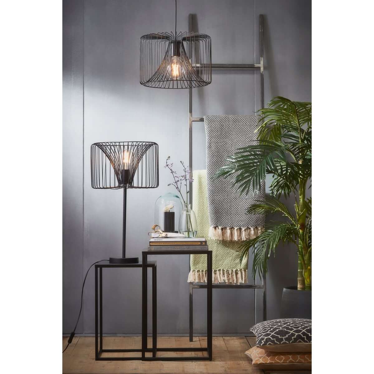 Goa bijzettafels metaal zwart - vierkant met hoogteverschil - set van 2