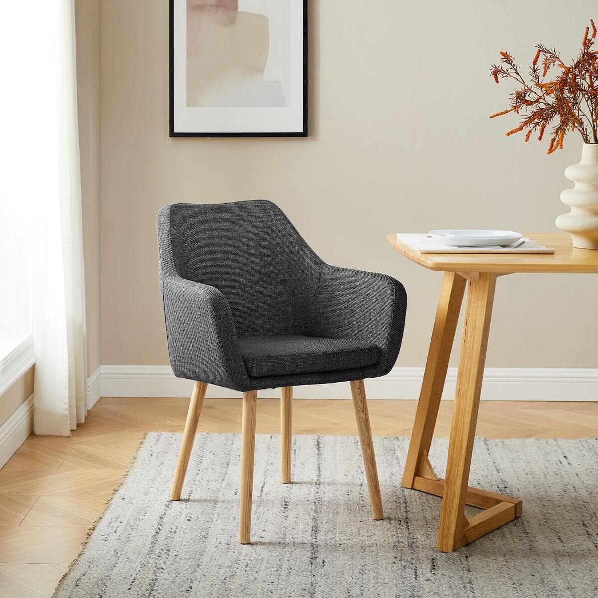 Armlehnstuhl Strukturstoff Dunkelgrau - SalesFever