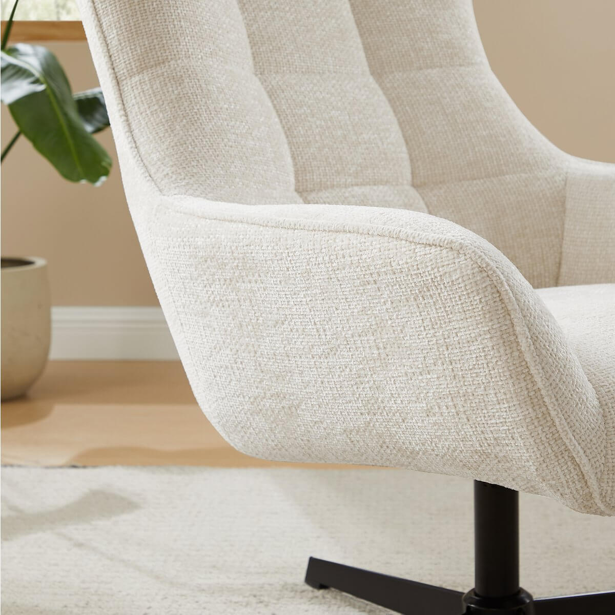 Armchair chenille fabric beige - SalesFever