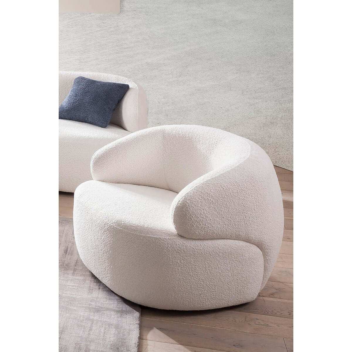 Armchair bouclé fabric white - SalesFever