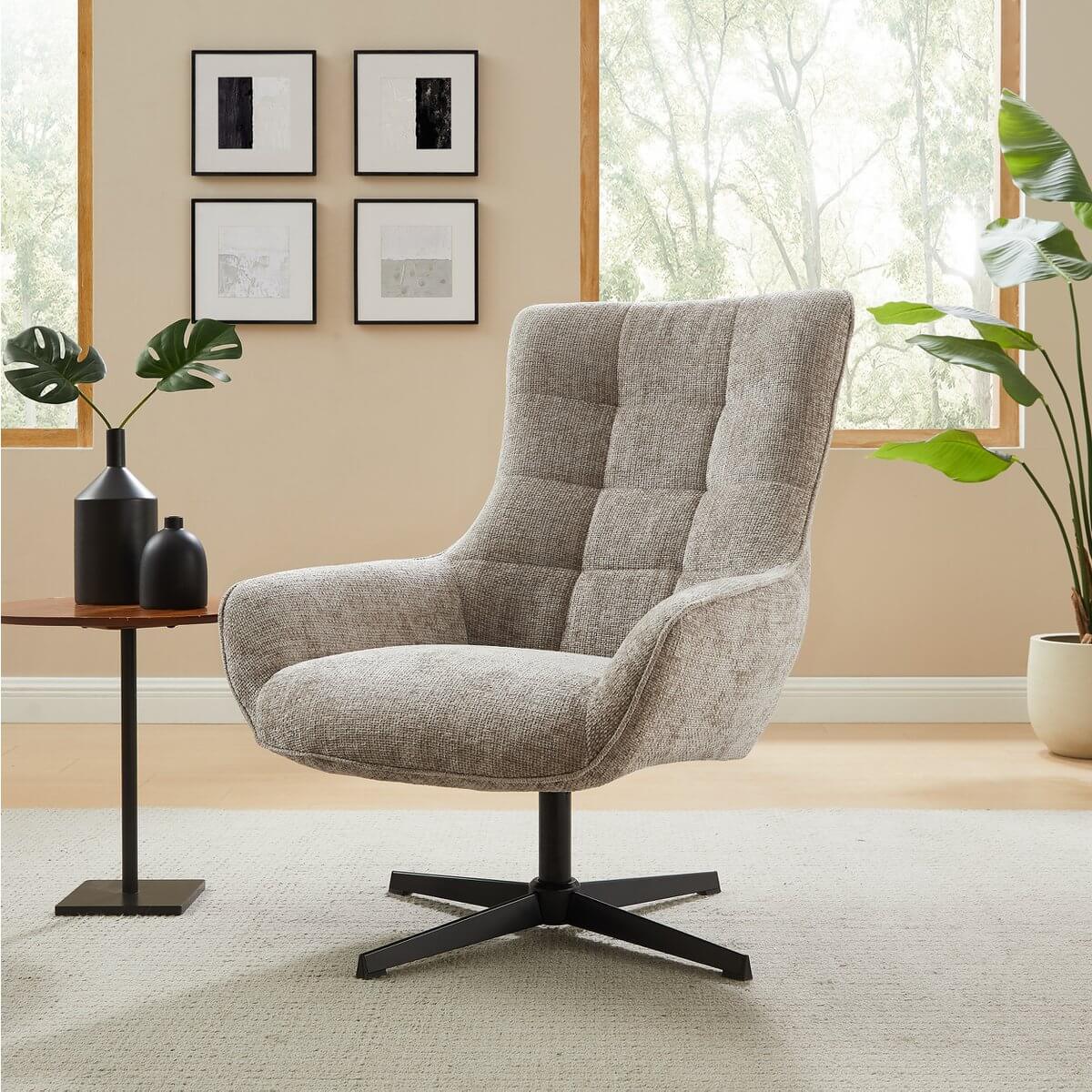 Armchair chenille fabric light gray - SalesFever