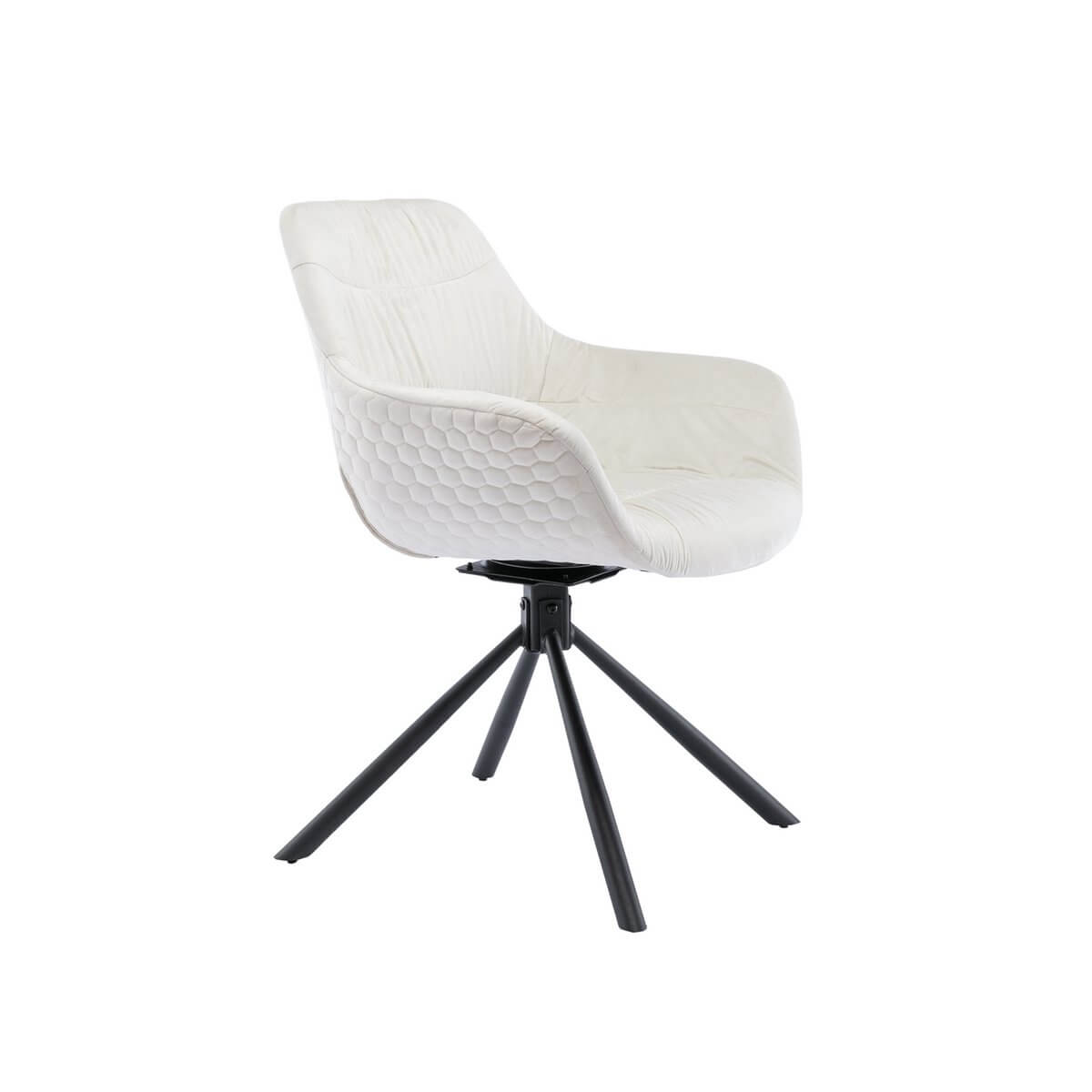 Armchair with honeycomb quilting in cream velvet - SalesFever