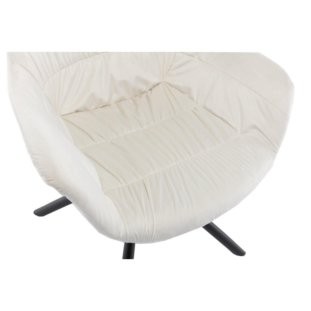 Armchair with honeycomb quilting in cream velvet - SalesFever