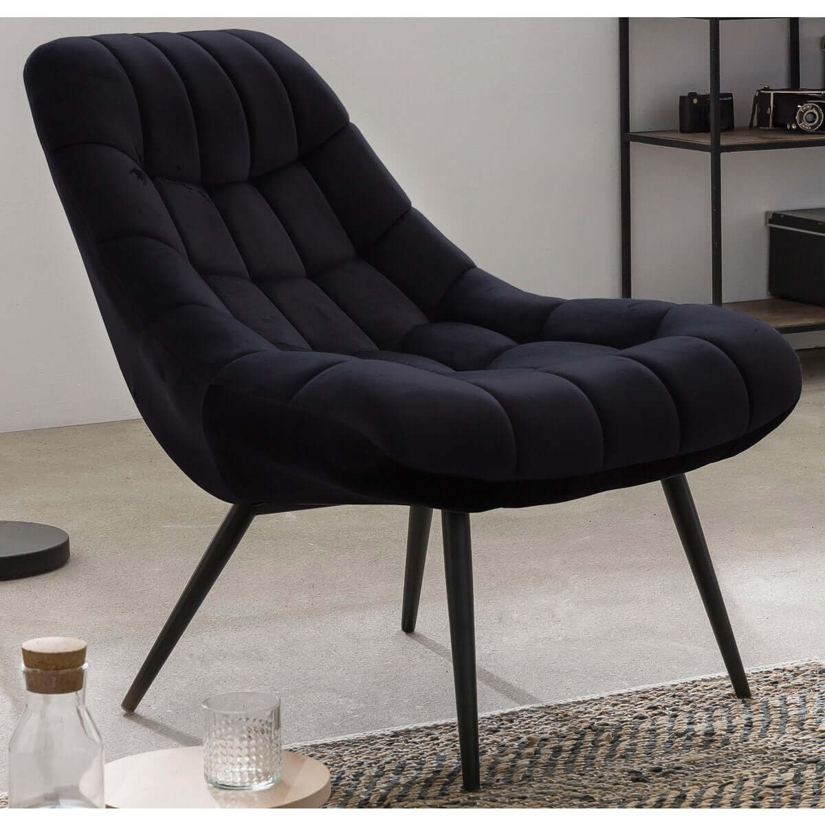 Armchair XXL velvet black metal black - SalesFever