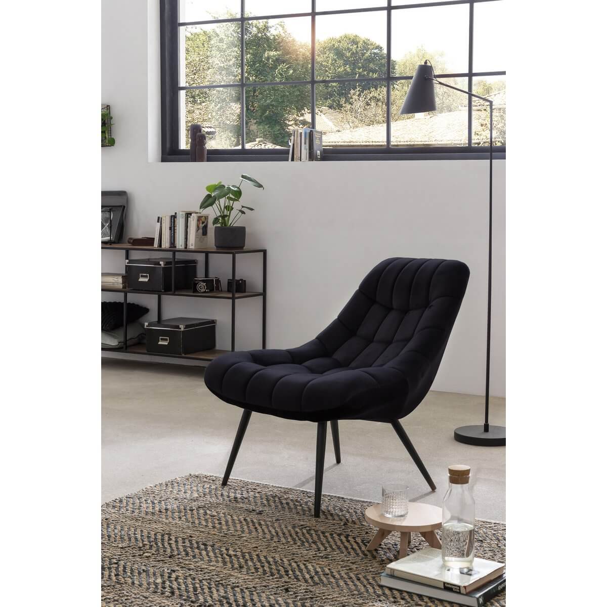 Armchair XXL velvet black metal black - SalesFever