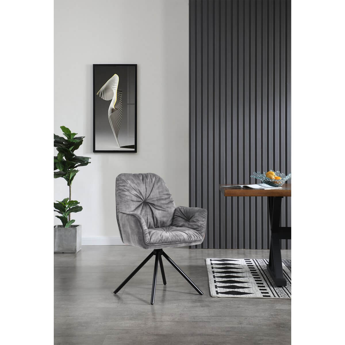 Armchair with 360° swivel function, gray - SalesFever