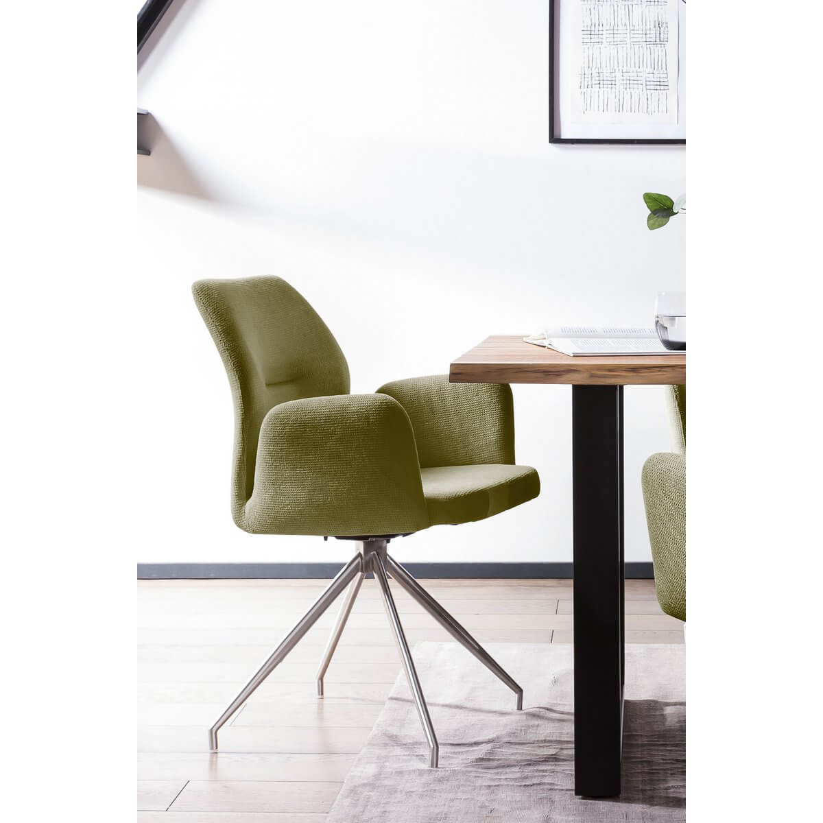 Armchair with 180° swivel function Green - SalesFever