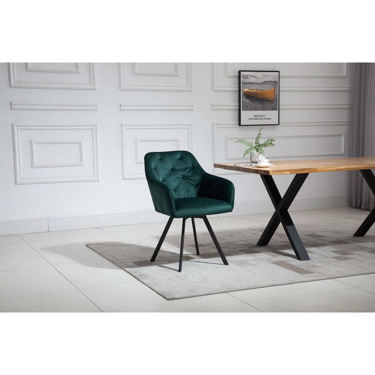 Armchair with 360° swivel function fir green - SalesFever