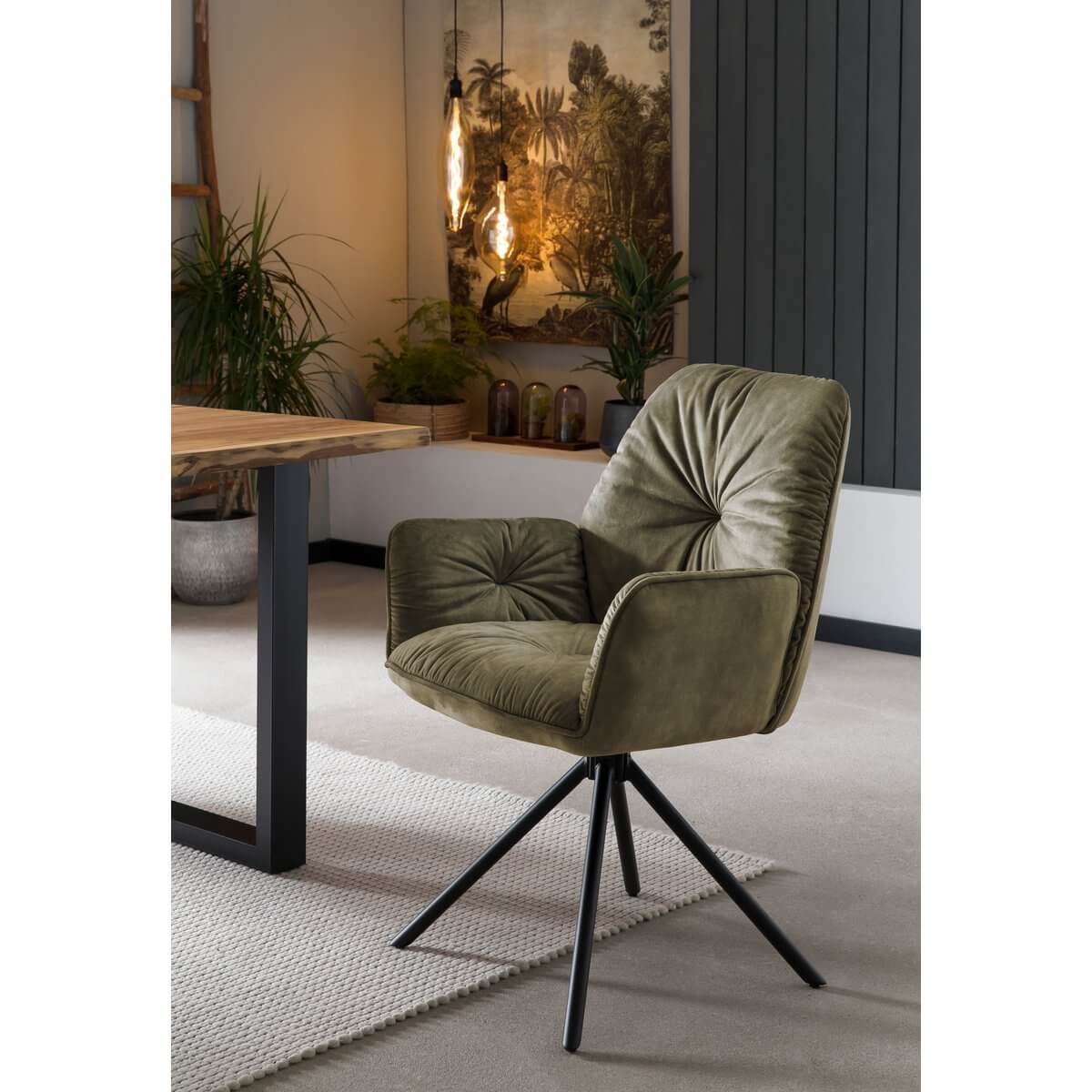 Armchair with 360° rotation function, green - SalesFever