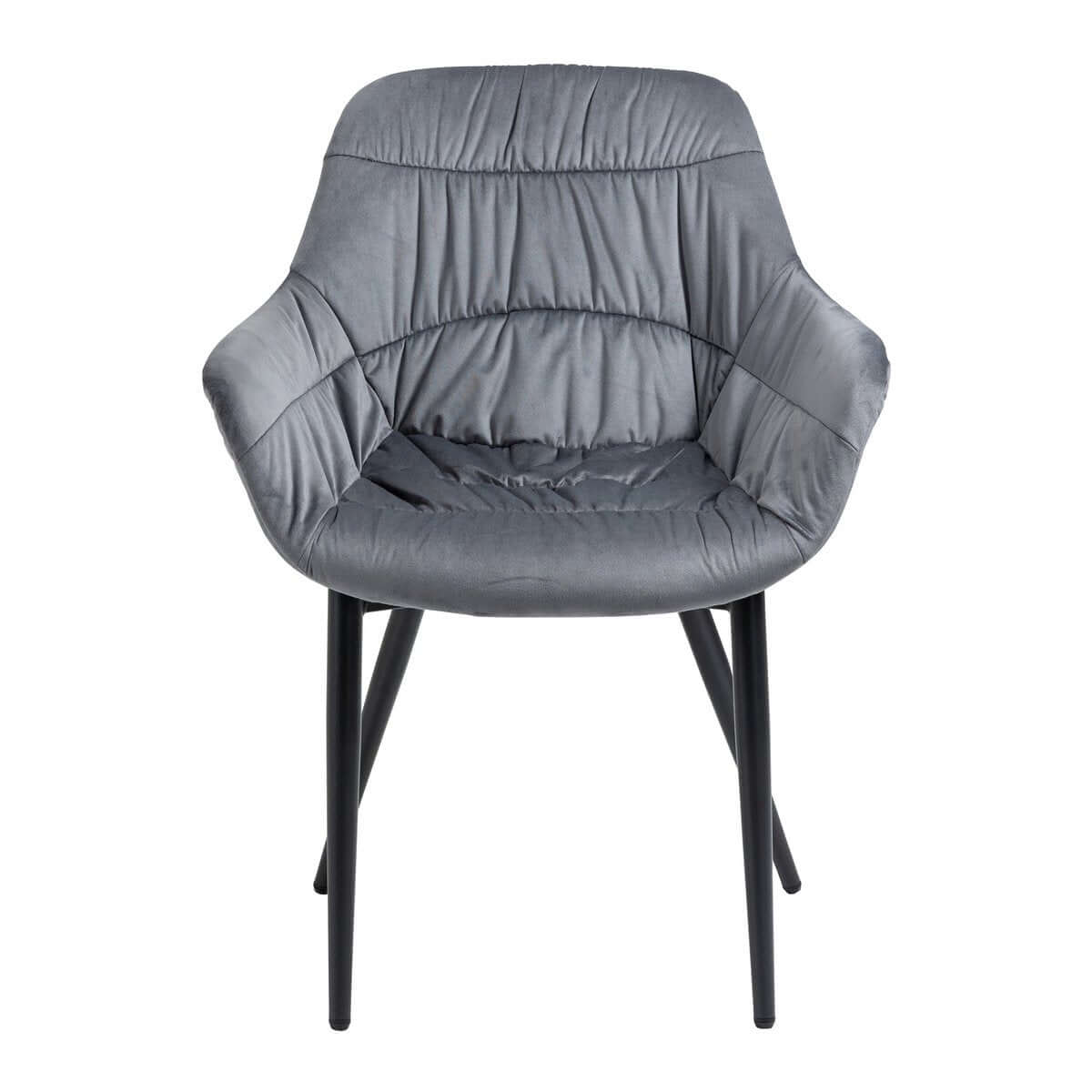 Armchair with honeycomb quilting in gray velvet - SalesFever