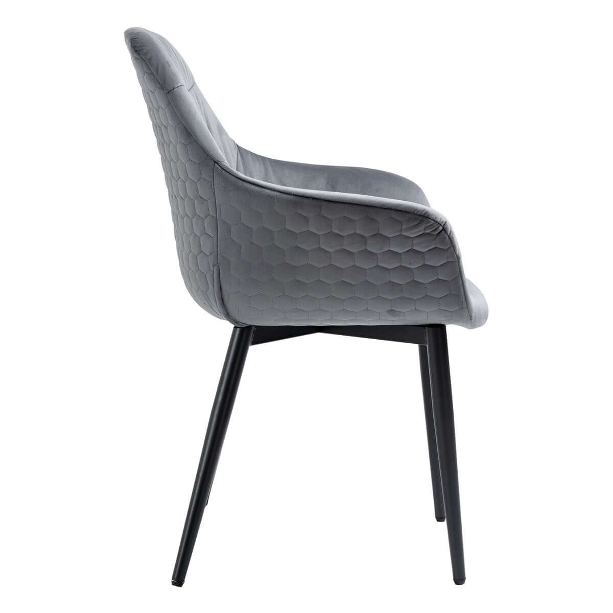 Armchair with honeycomb quilting in gray velvet - SalesFever