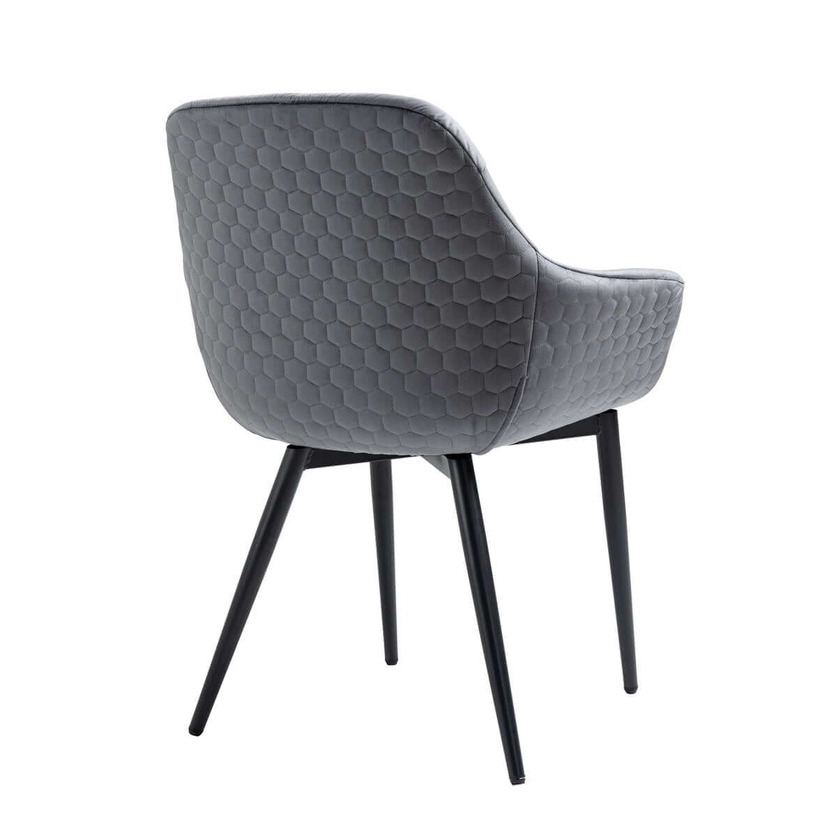 Armchair with honeycomb quilting in gray velvet - SalesFever