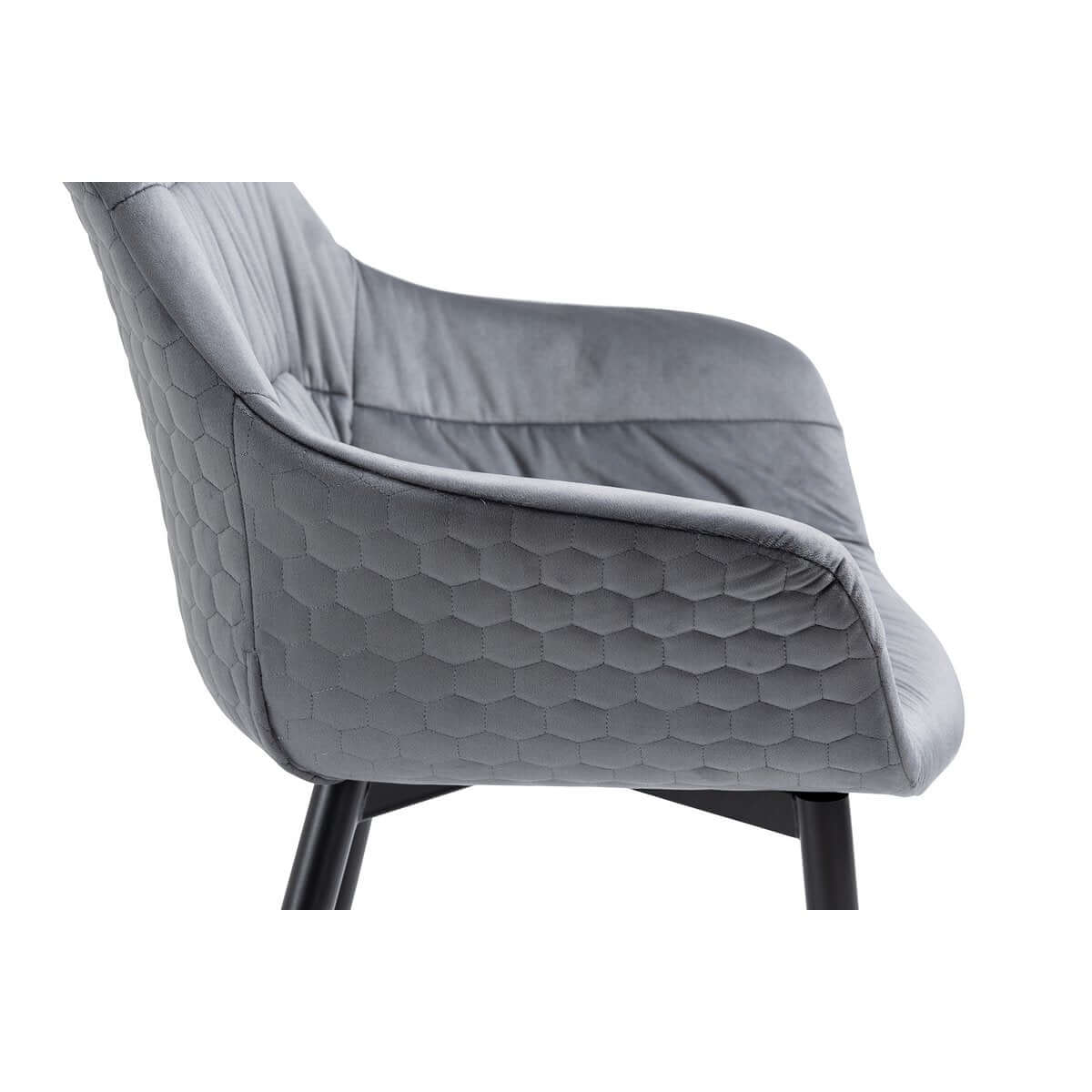 Armchair with honeycomb quilting in gray velvet - SalesFever