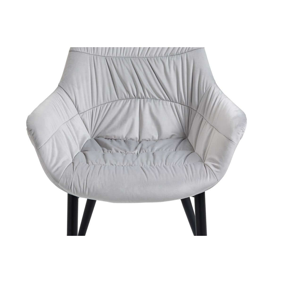 Armchair with honeycomb quilting in light gray velvet - SalesFever