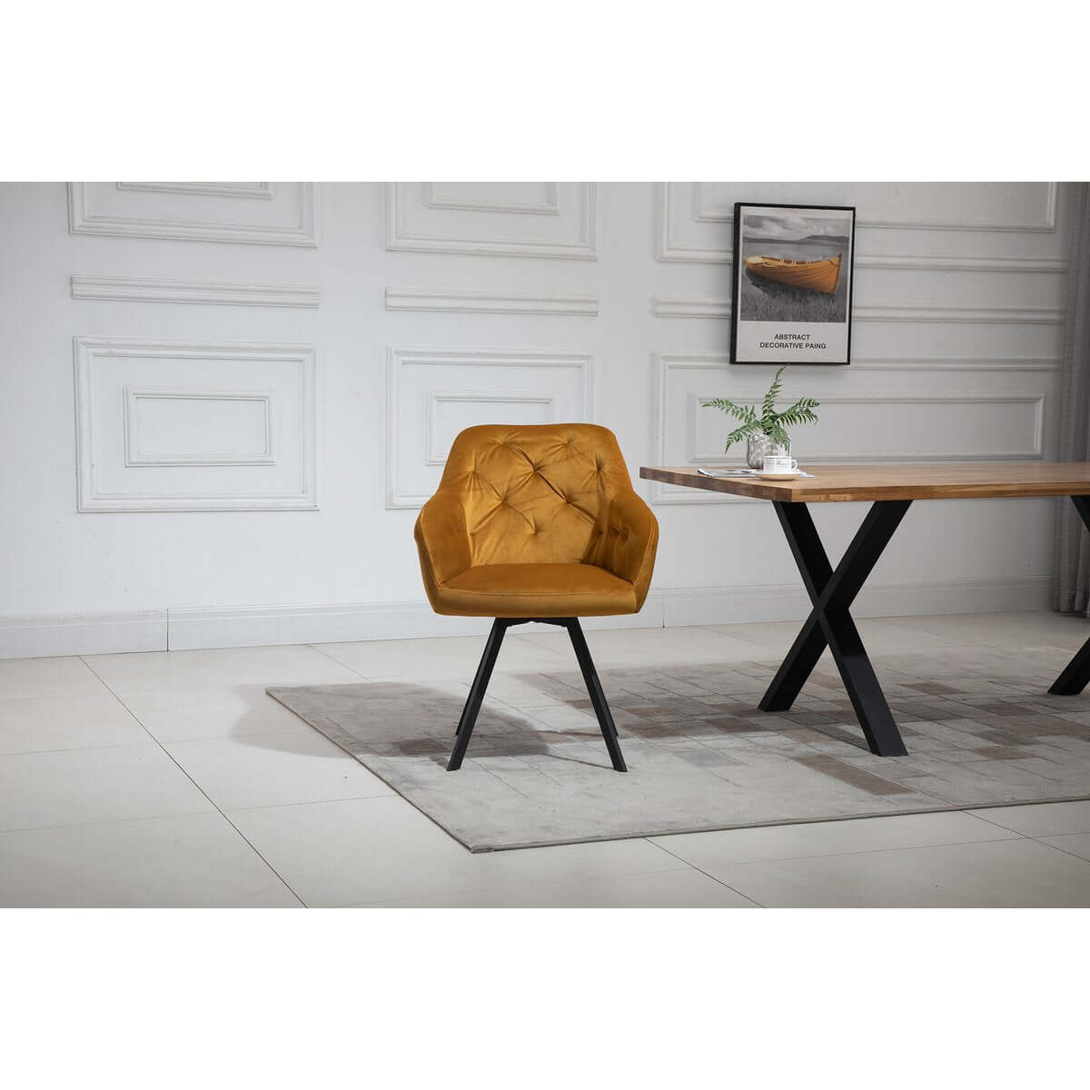 Armchair with 360° swivel function Mustard yellow - SalesFever