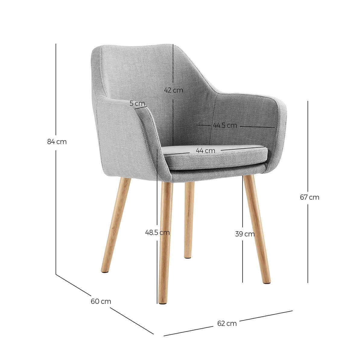 Armchair structural fabric light gray - SalesFever