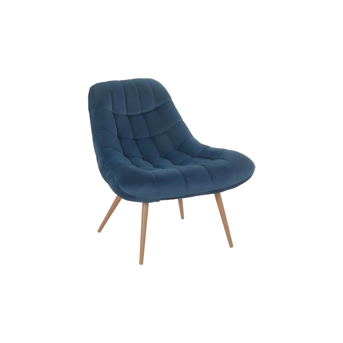 Armchair XXL velvet blue metal wood look - SalesFever