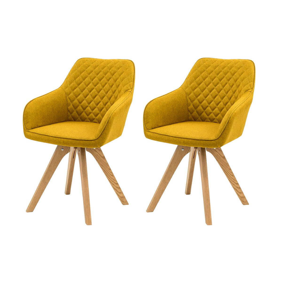 Armchair set of 2 curry yellow textile - SalesFever