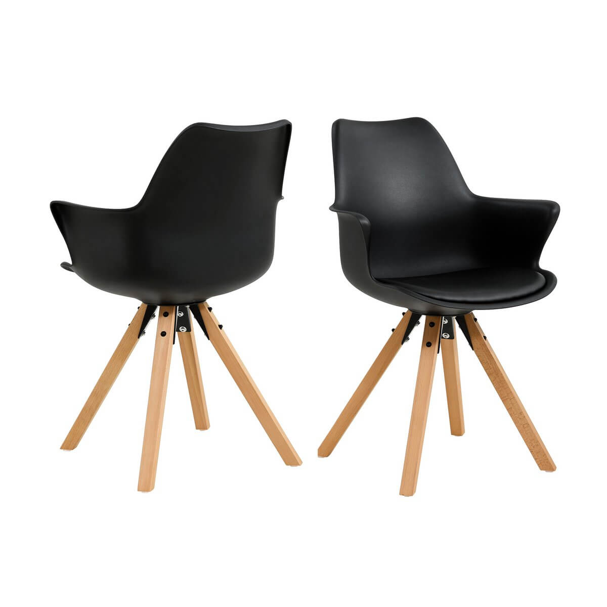 Armchair with plastic shell set of 2 black - SalesFever