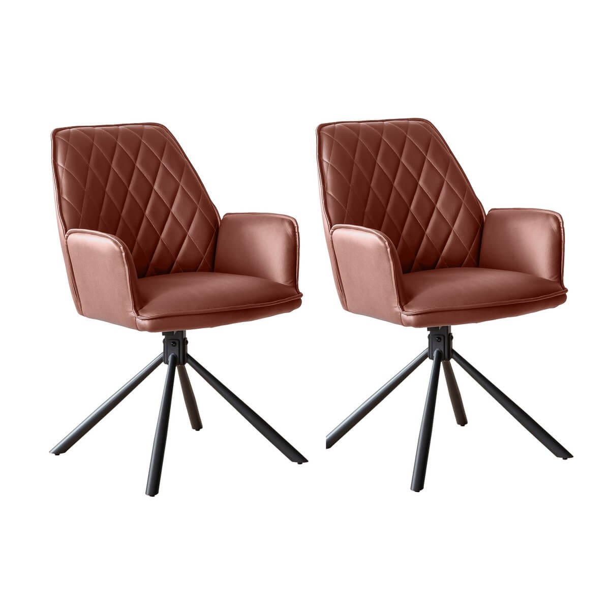 Cognac armchair set of 2 with 360° rotation function - SalesFever
