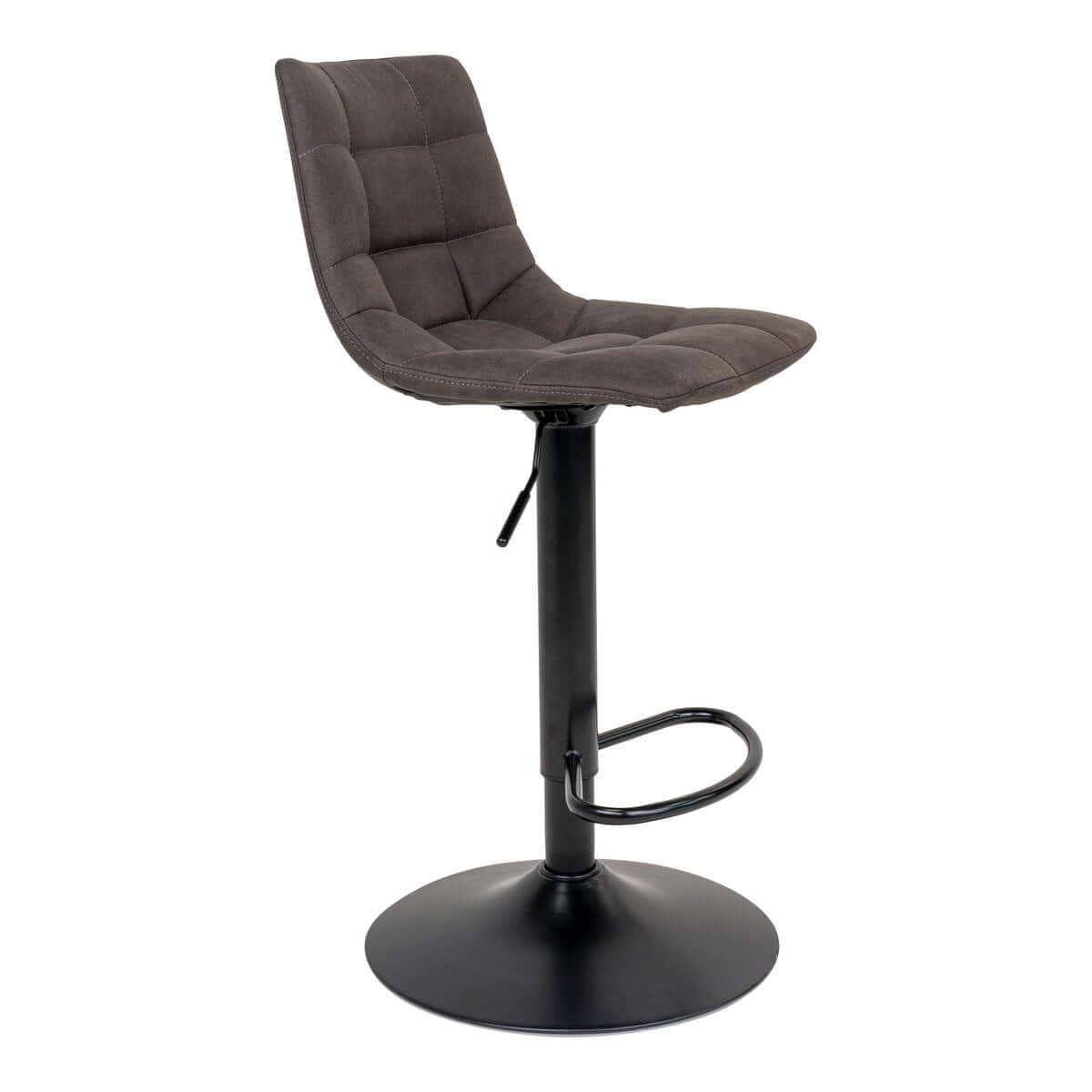 Middelfart Bar Chair - Dark Grey, Microfiber, Black Metal Legs, 43x43x88/108cm - set of 2 - House Nordic ApS