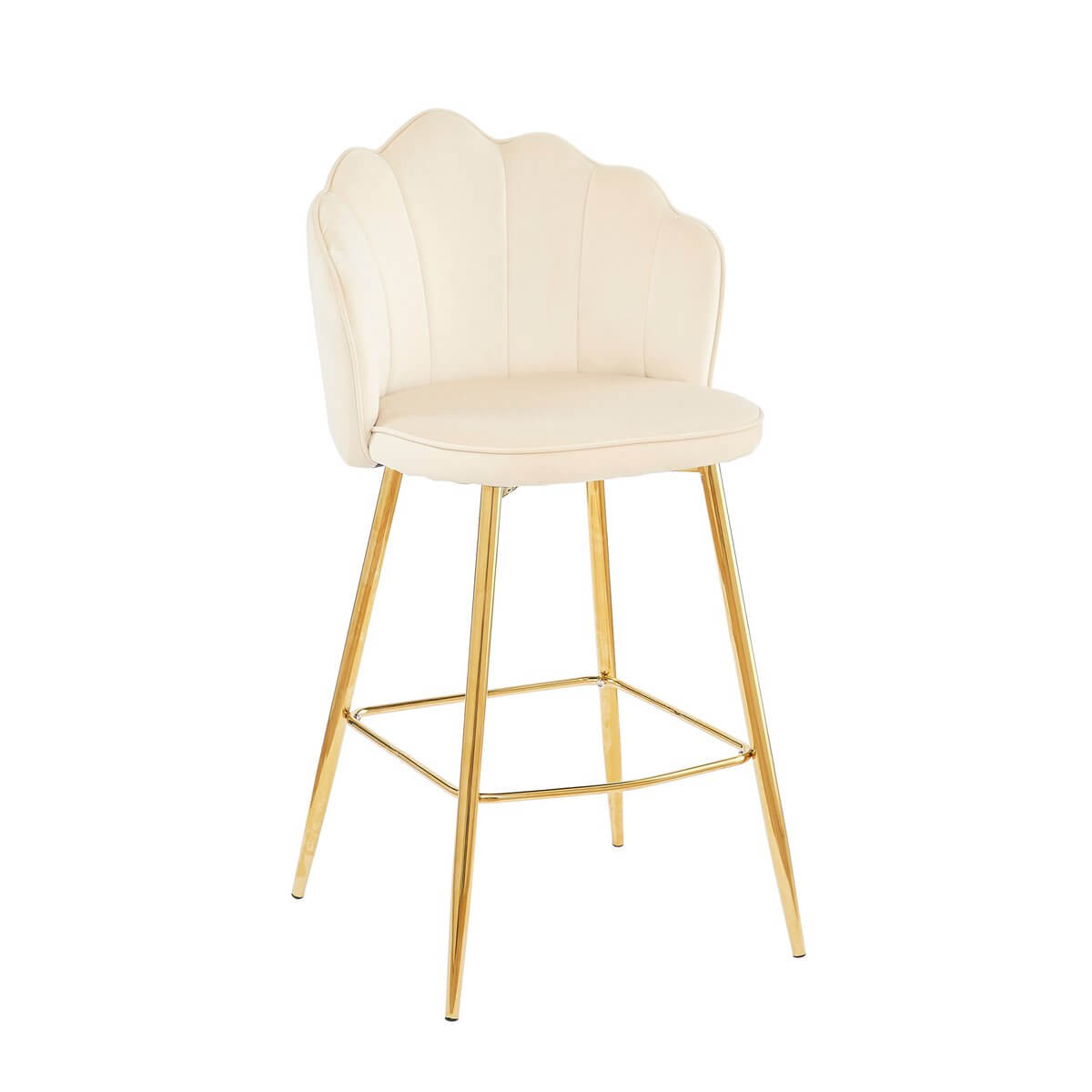 Set of 2 shell design bar stools in beige velvet - SalesFever