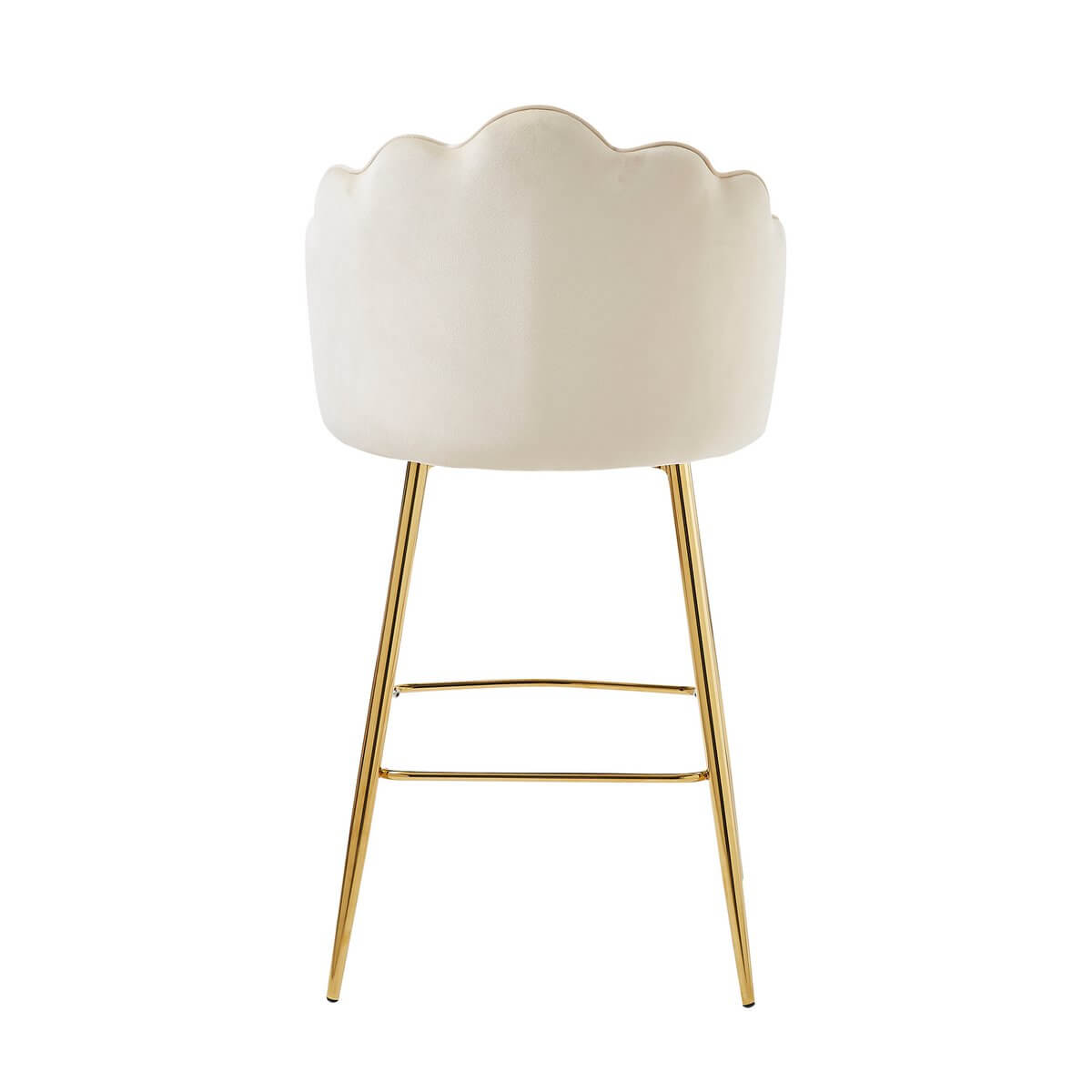Set of 2 shell design bar stools in beige velvet - SalesFever