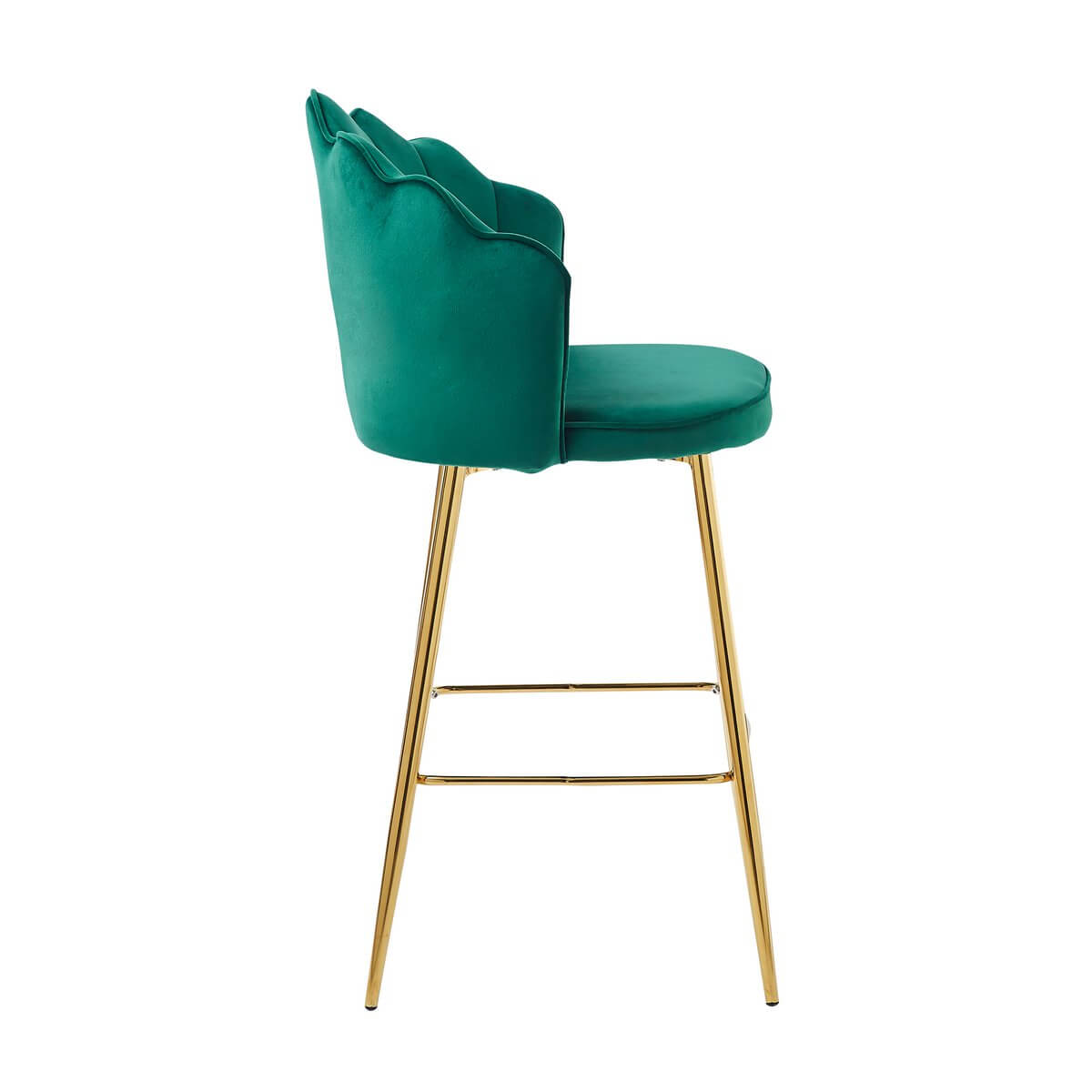 Set of 2 Shell Design Velvet Bar Stools Green - SalesFever