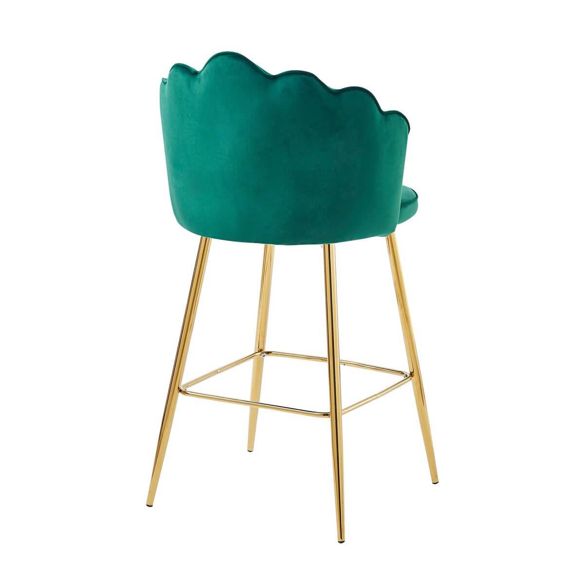 Set of 2 Shell Design Velvet Bar Stools Green - SalesFever