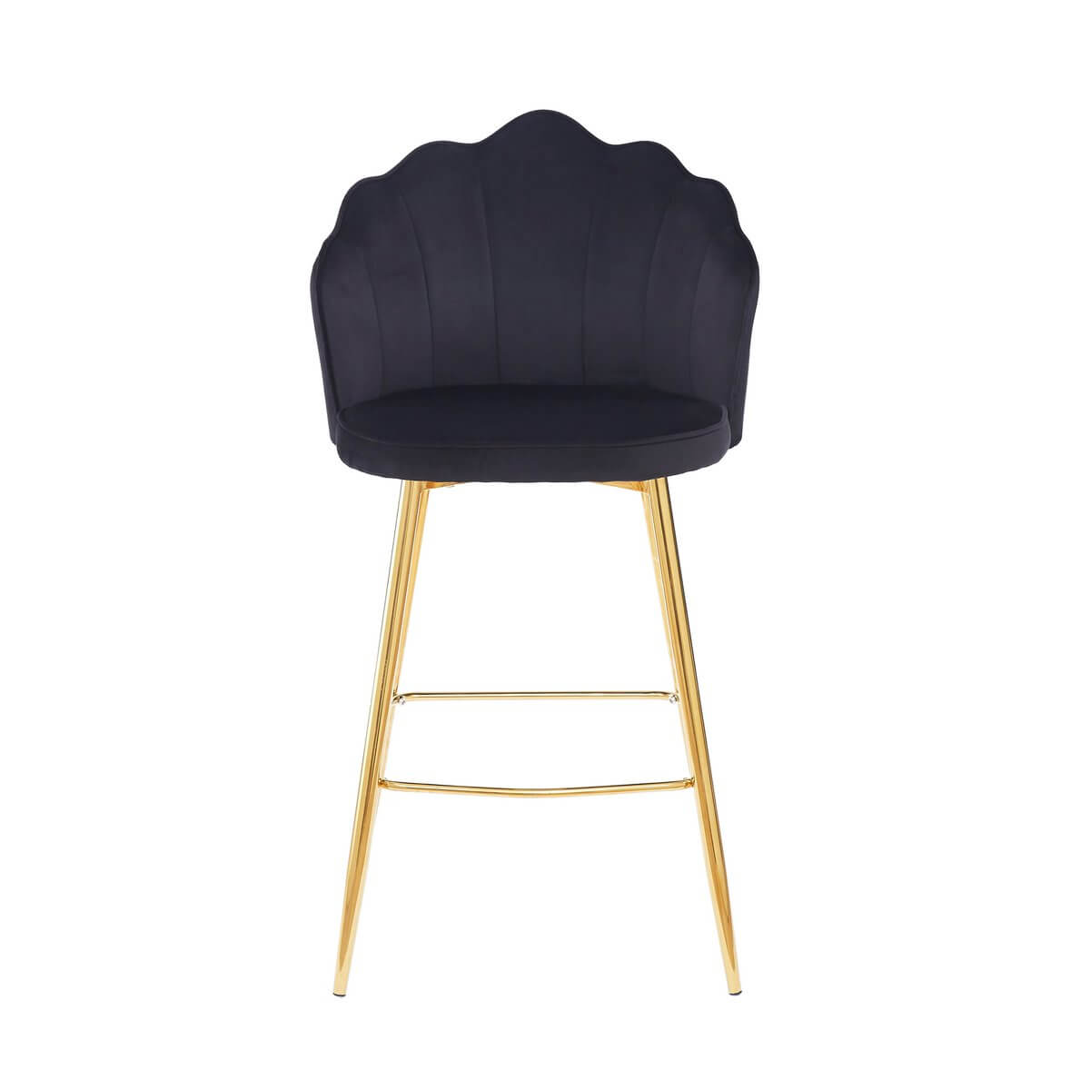 Set of 2 shell design bar stools in black velvet - SalesFever