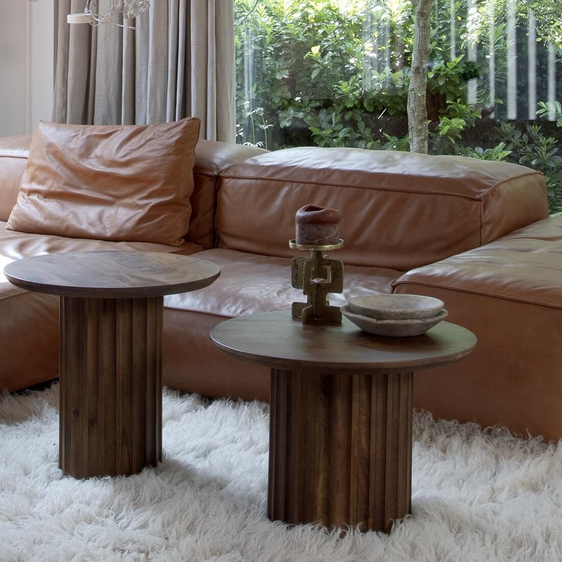 Bullnose bijzettafel bruin 55 cm - Raw Materials