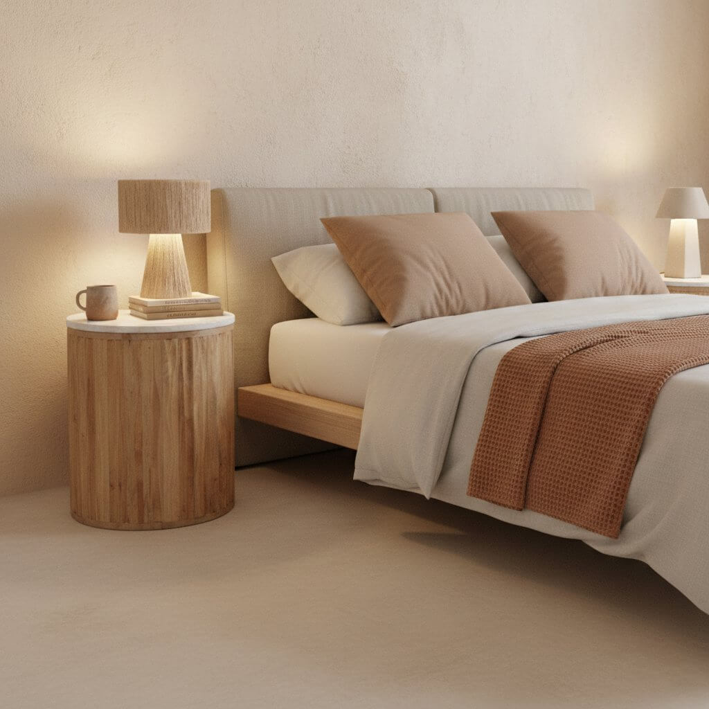 Malakka bijzettafel marmer wit - 40x40x50 cm - Raw Materials