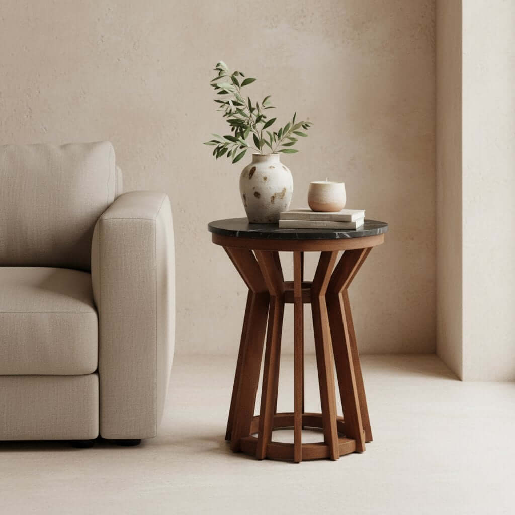 Sabah bijzettafel marmer zwart - 40x40x50 cm - Raw Materials