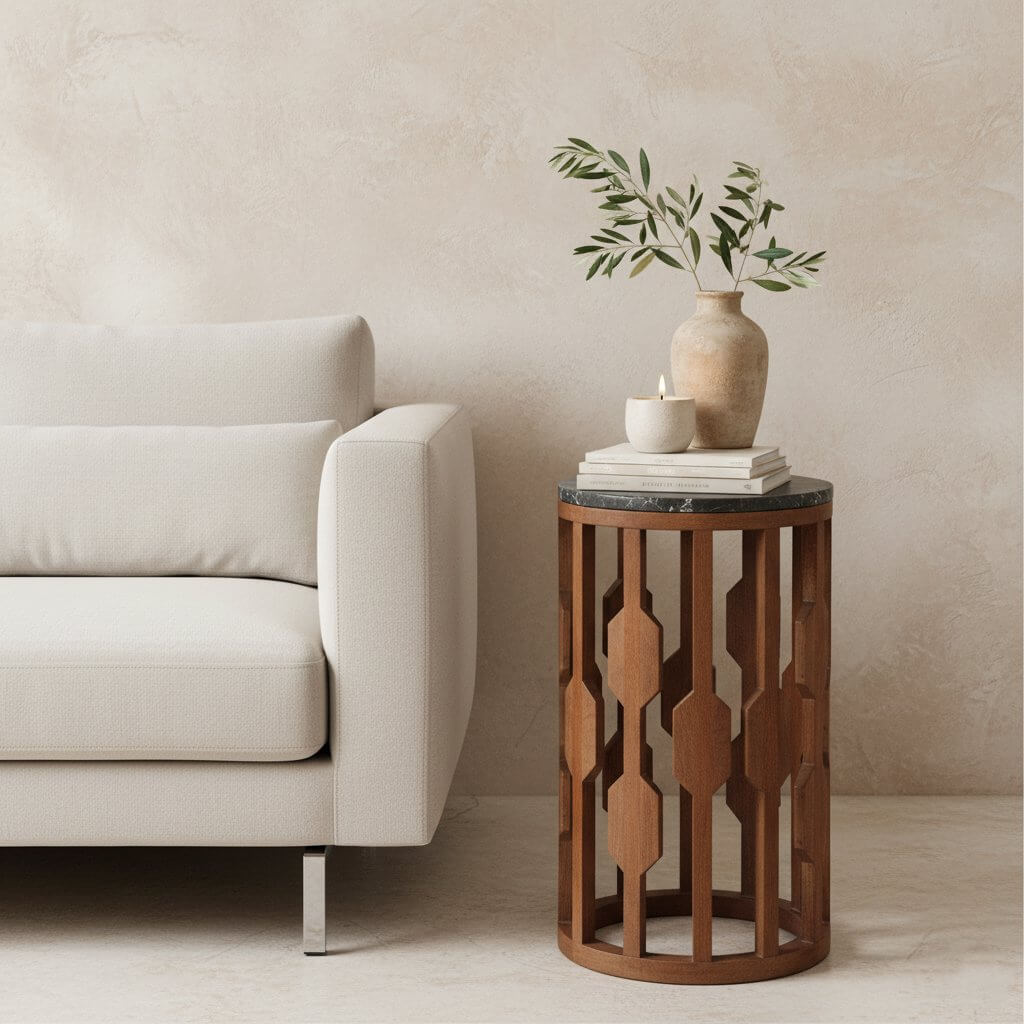 Lampung bijzettafel marmer zwart - 40x40x50 cm - Raw Materials