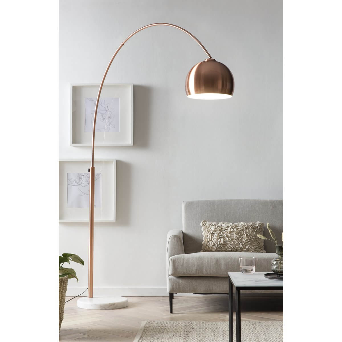 Arc lamp copper with marble base - SalesFever