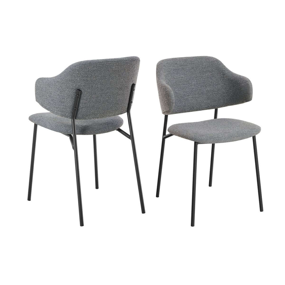 Bouclé armchair set of 2 dark gray - SalesFever