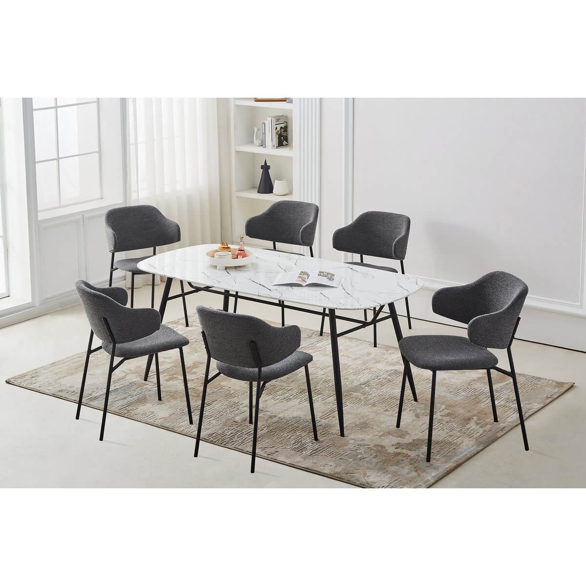 Bouclé armchair set of 2 dark gray - SalesFever